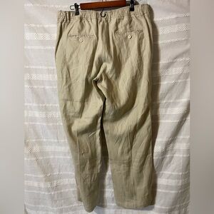 Margaritaville Beige 100 Linen Elastic Waist Wide Leg Pants Women